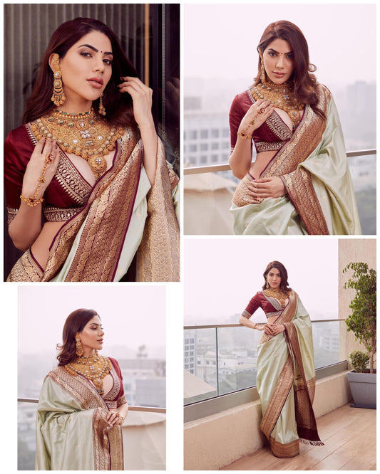 BEAUTIFUL RICH PALLU - JACQUARD WORK ON ALL OVER THE SAREE.