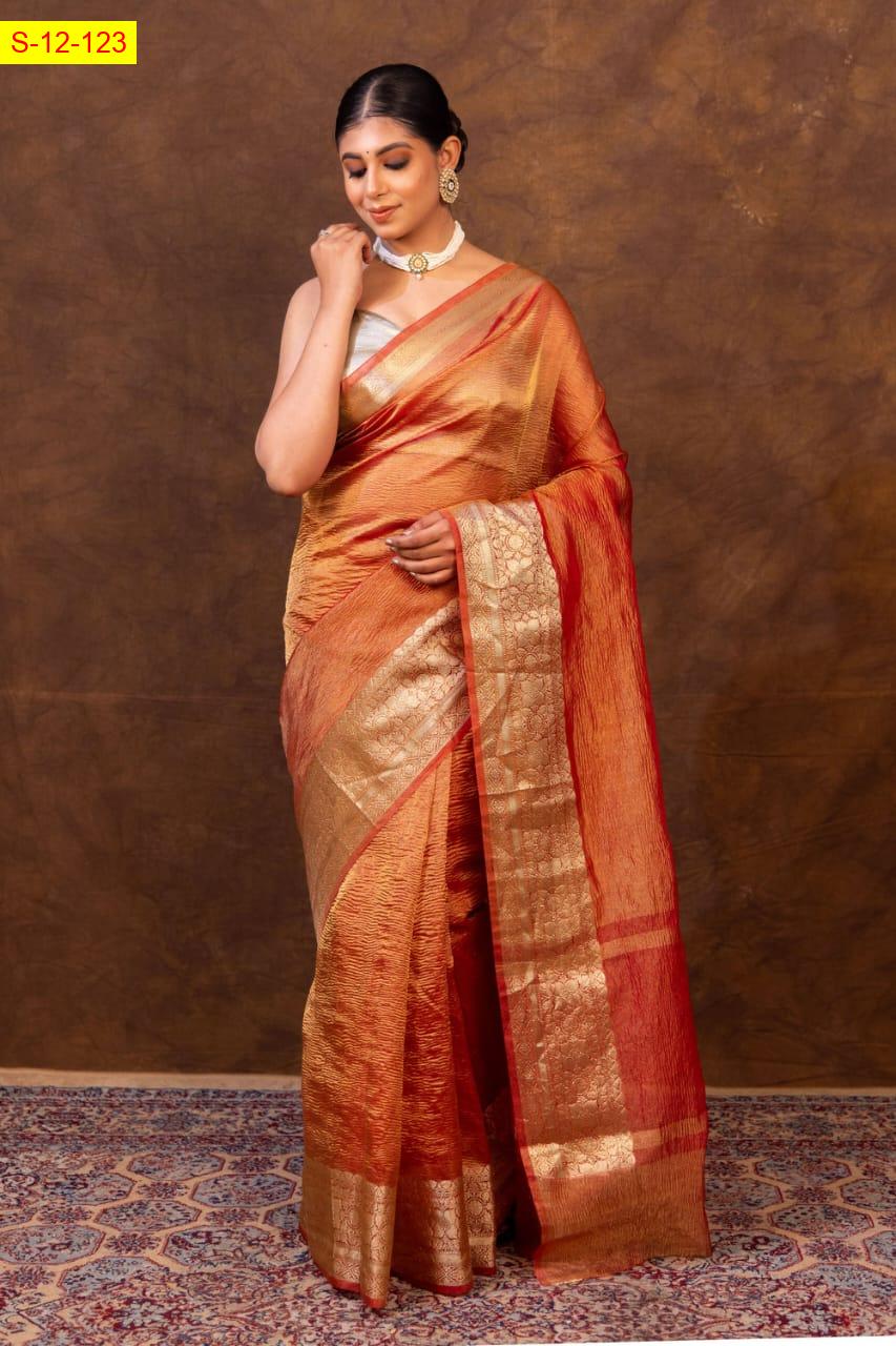 Banarasi daibal tissue crush Sarees