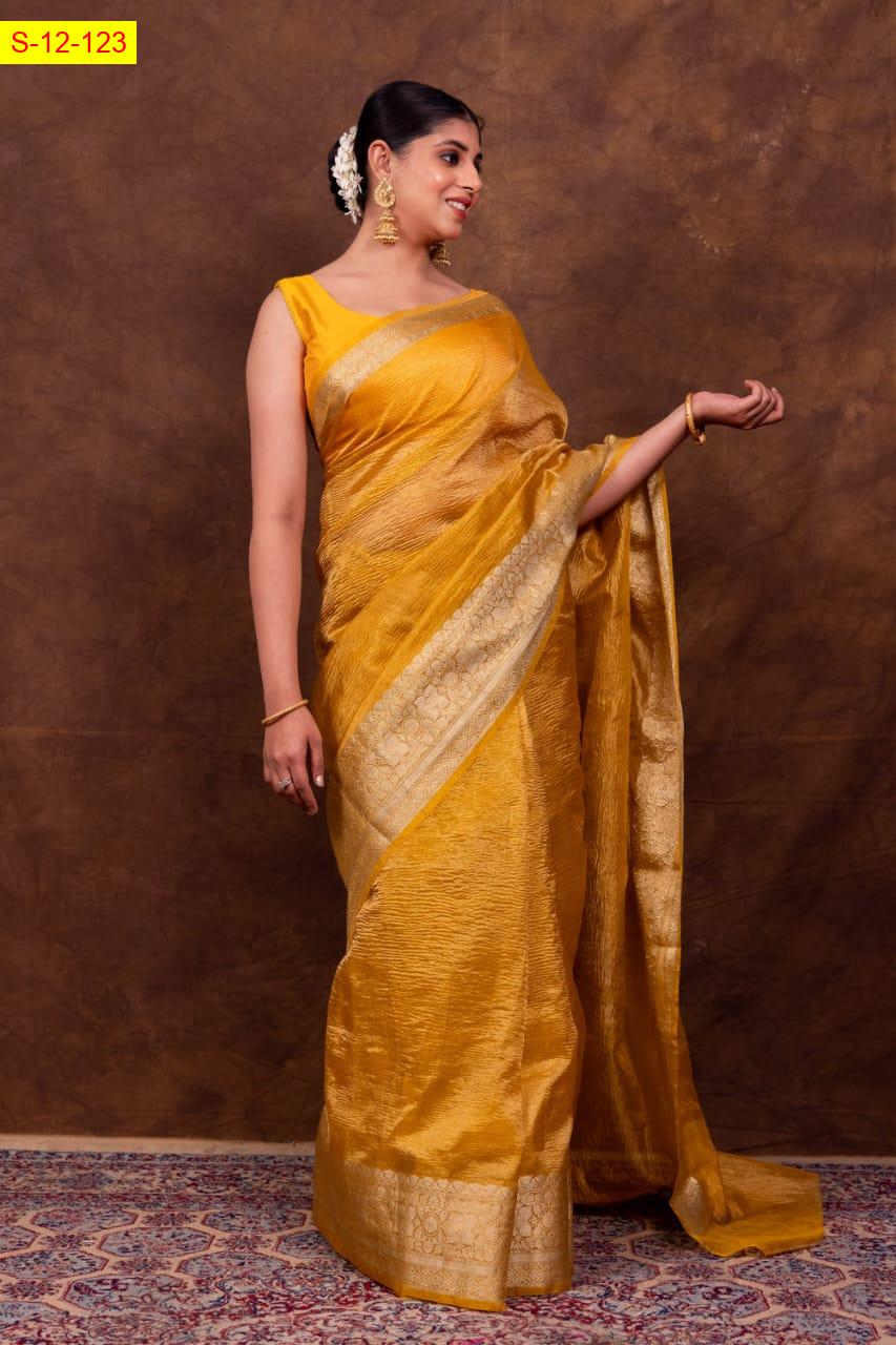 Banarasi daibal tissue crush Sarees