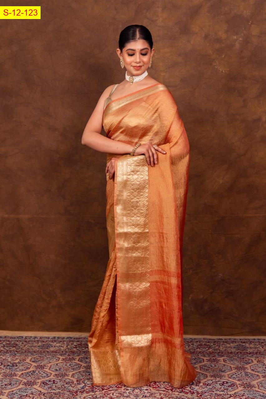 Banarasi daibal tissue crush Sarees