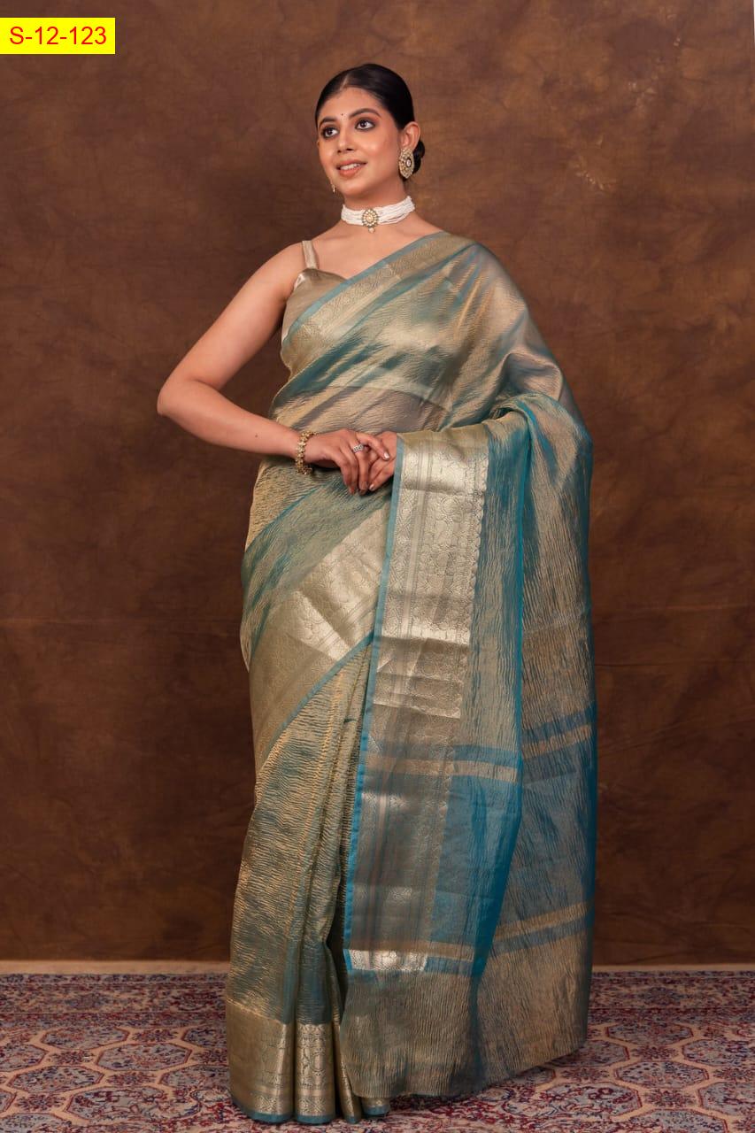 Banarasi daibal tissue crush Sarees