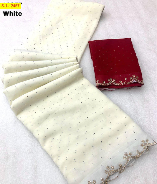 Chiffon Offwhite  sarees