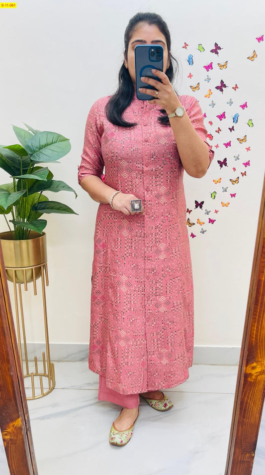 Designer coord set in Aline kurti pattern