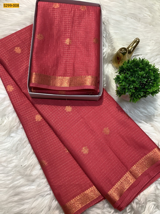 Fancy Mysore Crepe Silk Checked Butta Saree