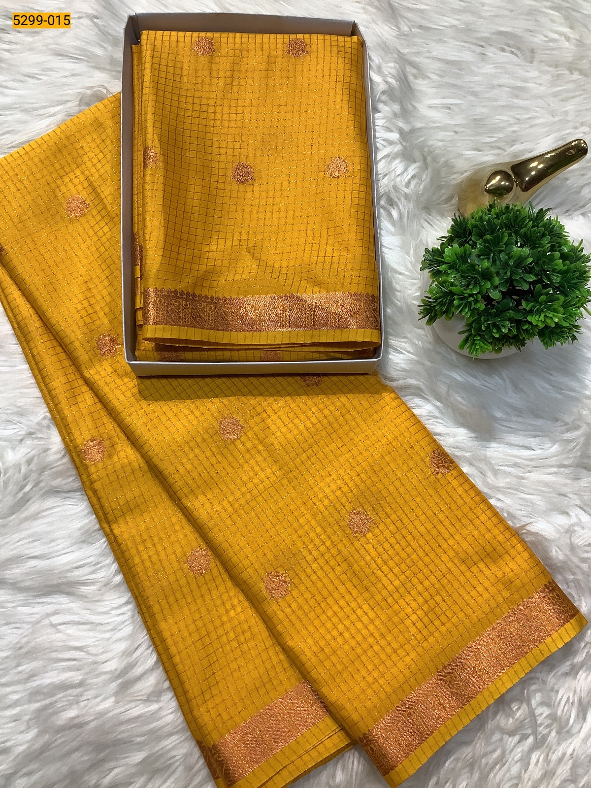 Fancy Mysore Crepe Silk Checked Butta Saree