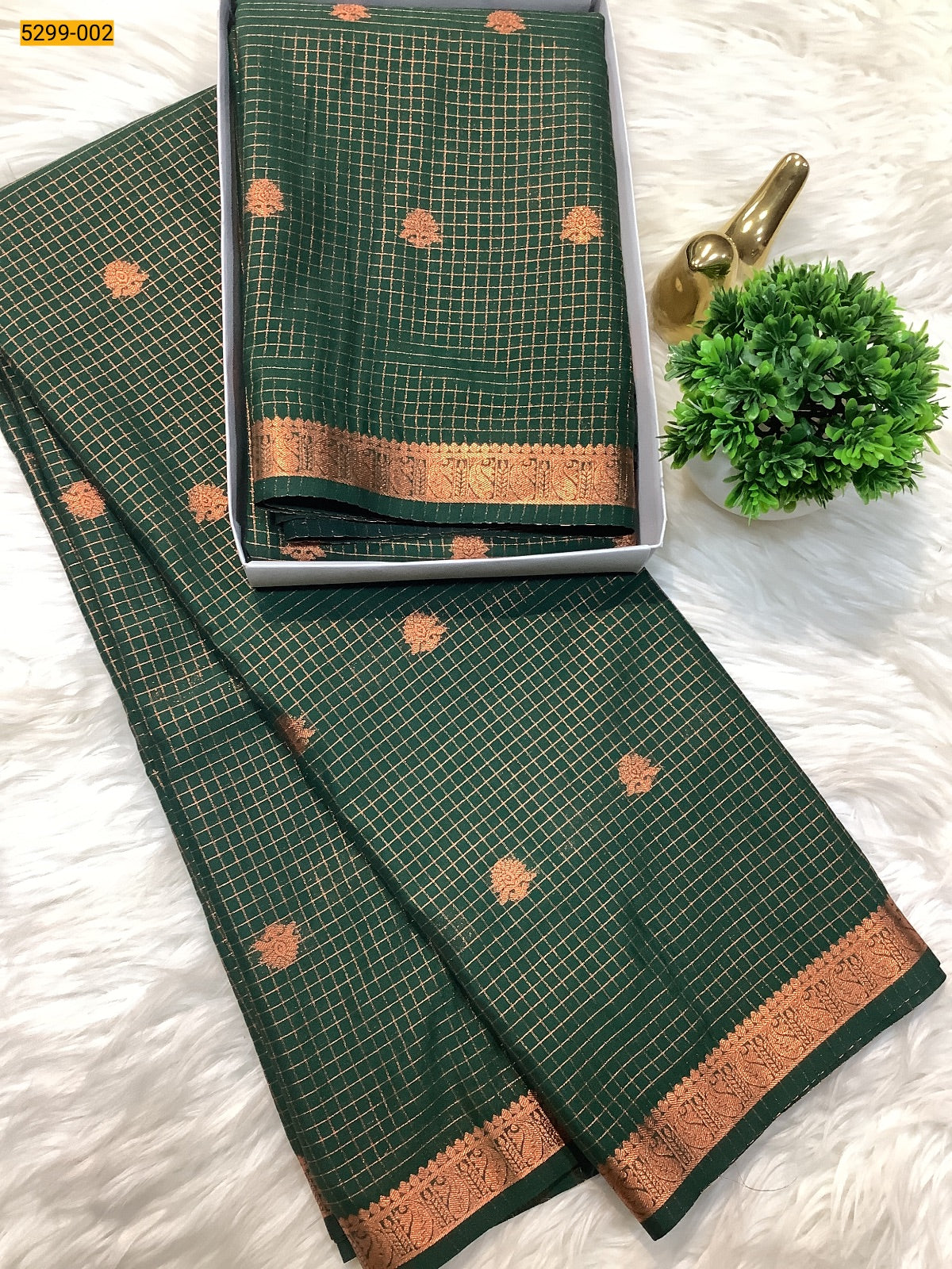 Fancy Mysore Crepe Silk Checked Butta Saree