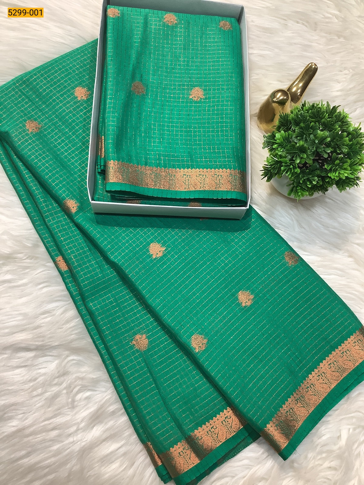 Fancy Mysore Crepe Silk Checked Butta Saree