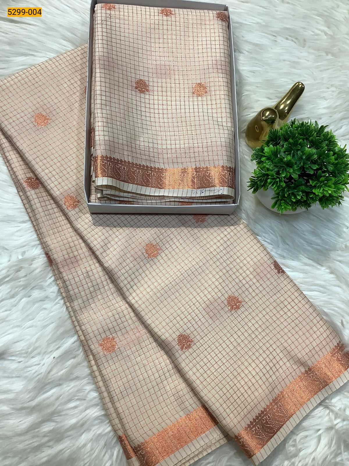 Fancy Mysore Crepe Silk Checked Butta Saree