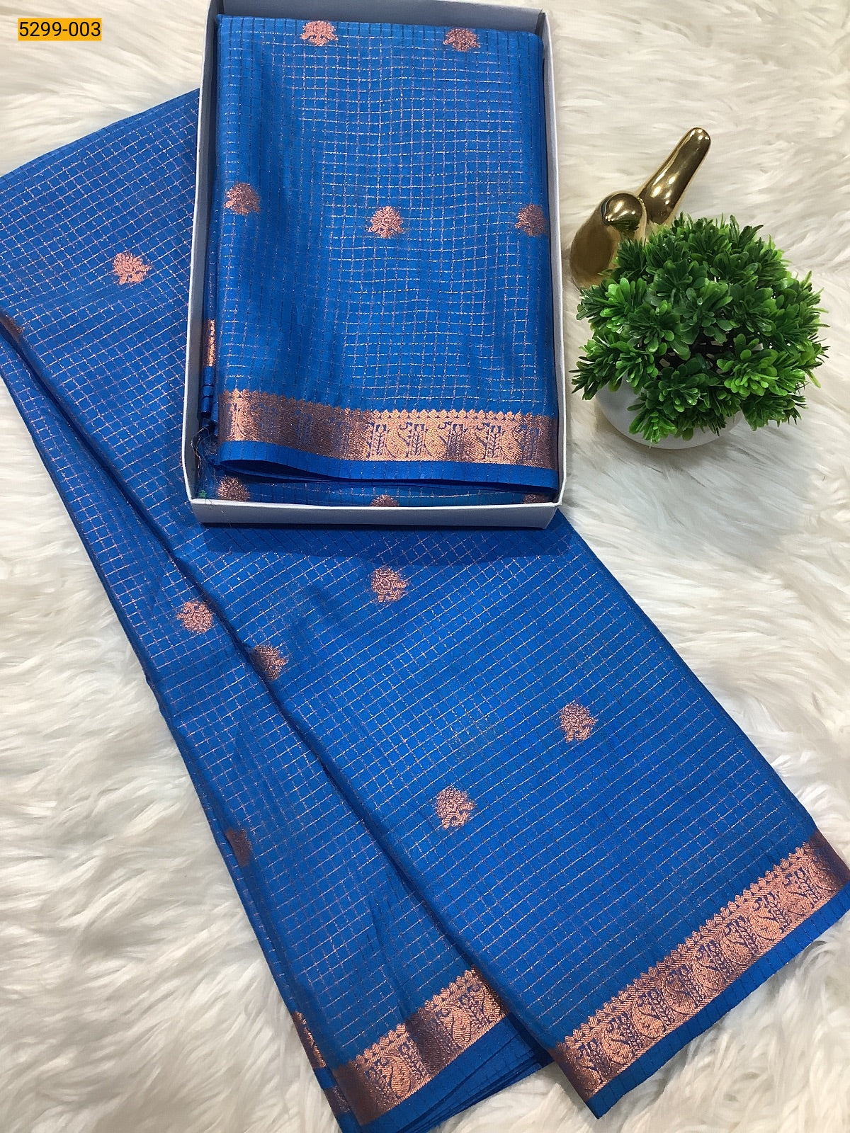 Fancy Mysore Crepe Silk Checked Butta Saree