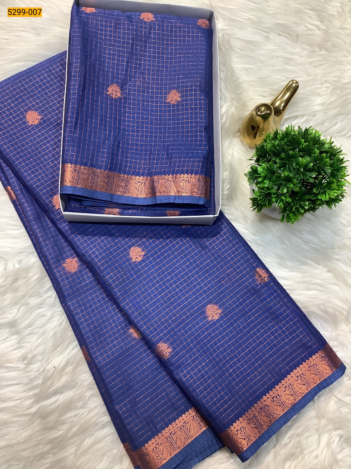 Fancy Mysore Crepe Silk Checked Butta Saree