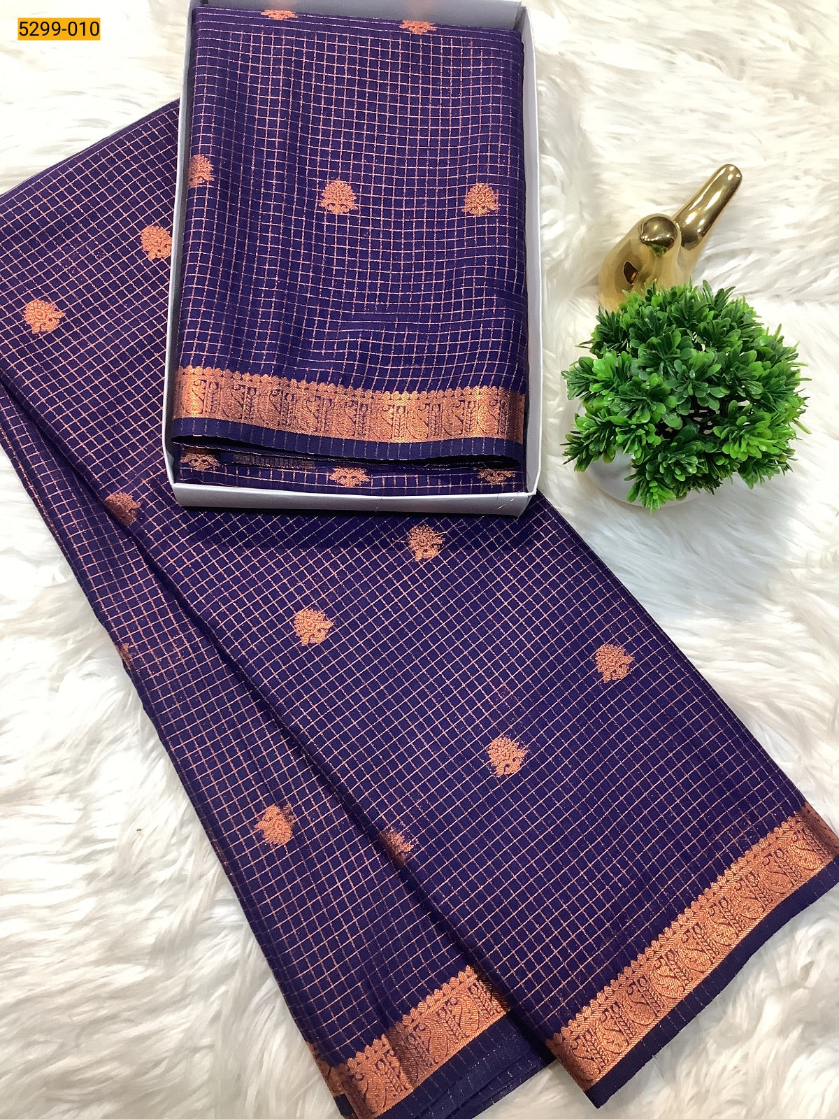 Fancy Mysore Crepe Silk Checked Butta Saree