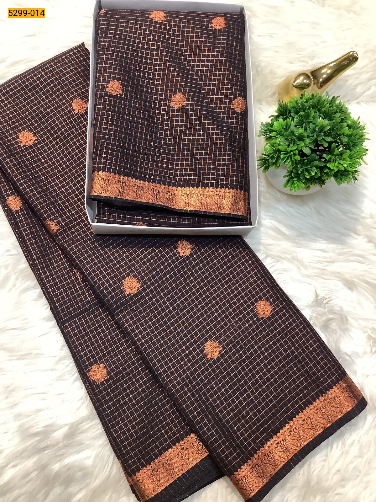 Fancy Mysore Crepe Silk Checked Butta Saree