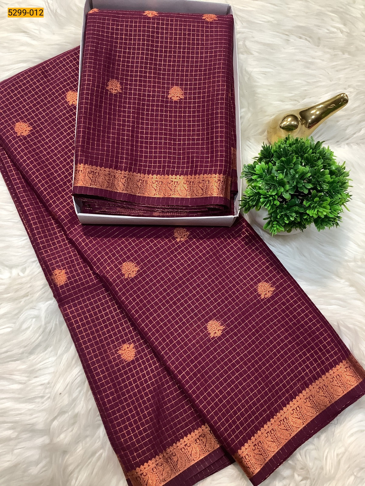 Fancy Mysore Crepe Silk Checked Butta Saree