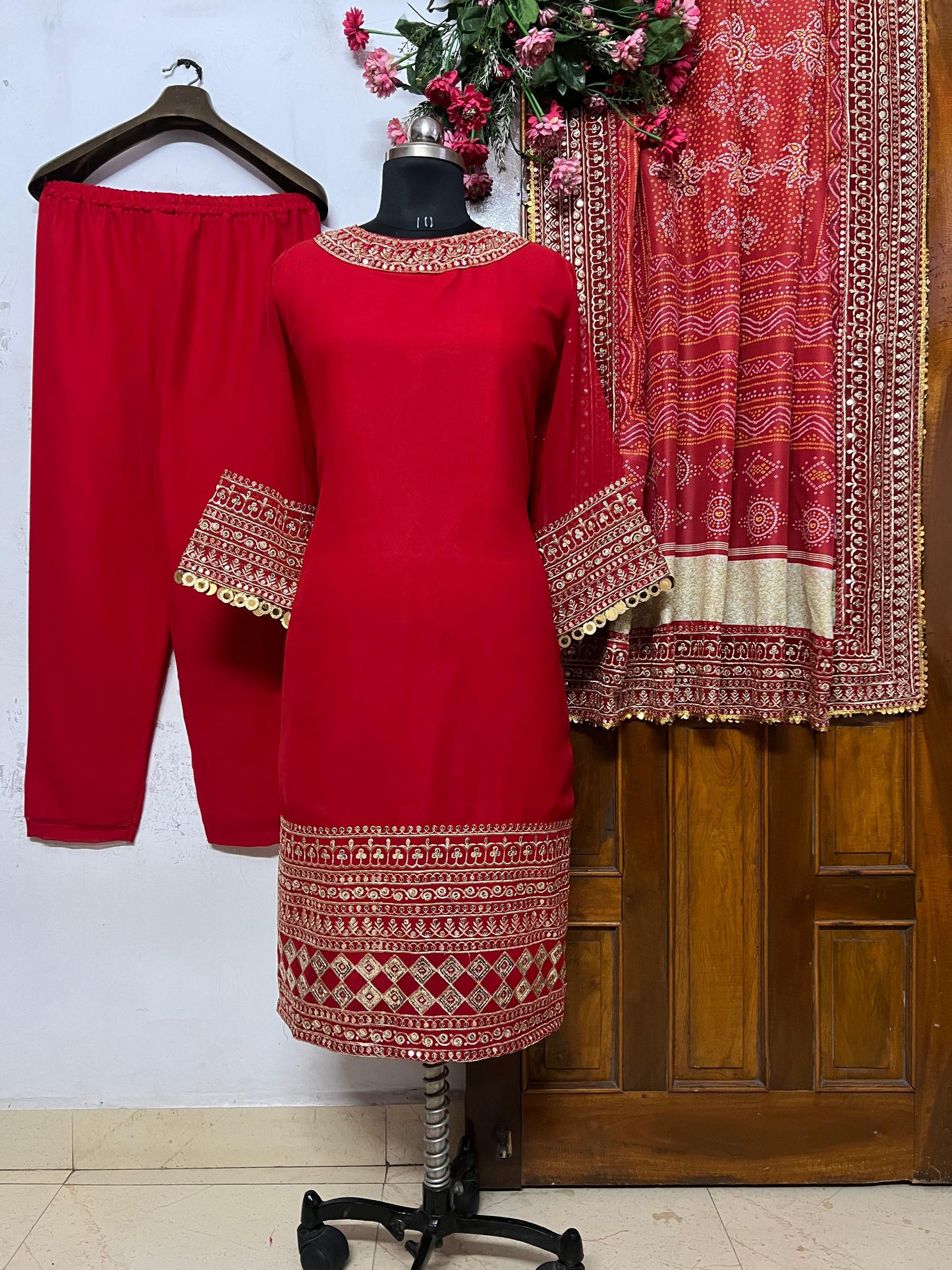 GOOD QUALITY GEORGETTE TOP WITH BEAUTIFUL FULLY EMBROIDERED GEORGETTE PANT