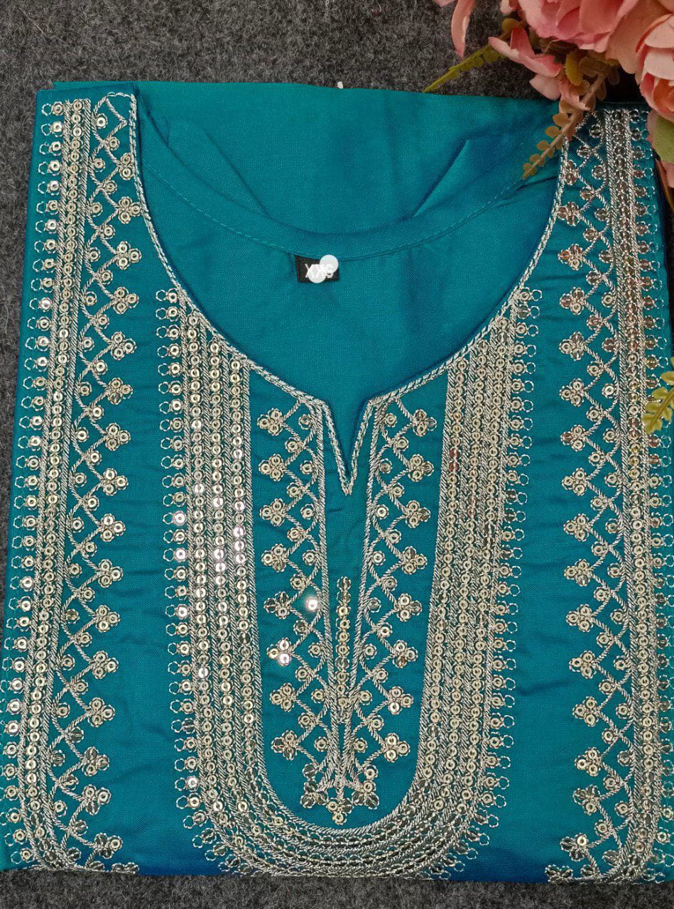 KURTI - ART SILK WITH EMBROIDERY WORK