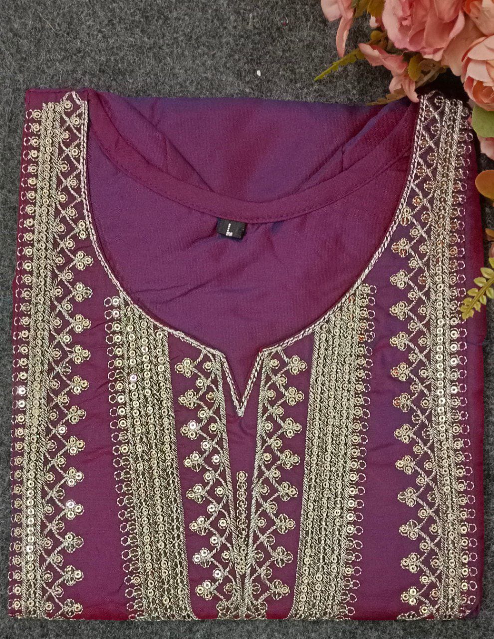 KURTI - ART SILK WITH EMBROIDERY WORK