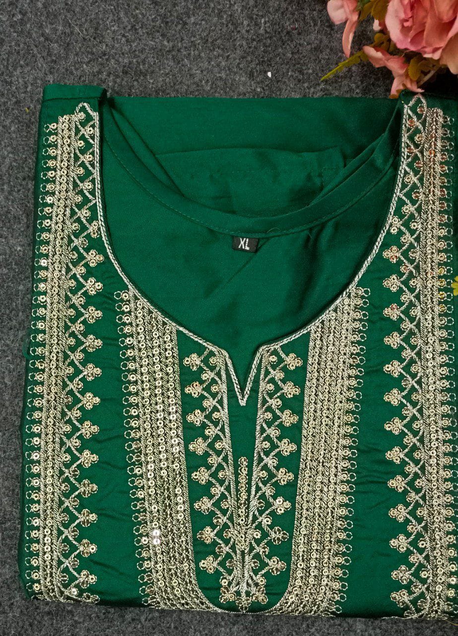 KURTI - ART SILK WITH EMBROIDERY WORK