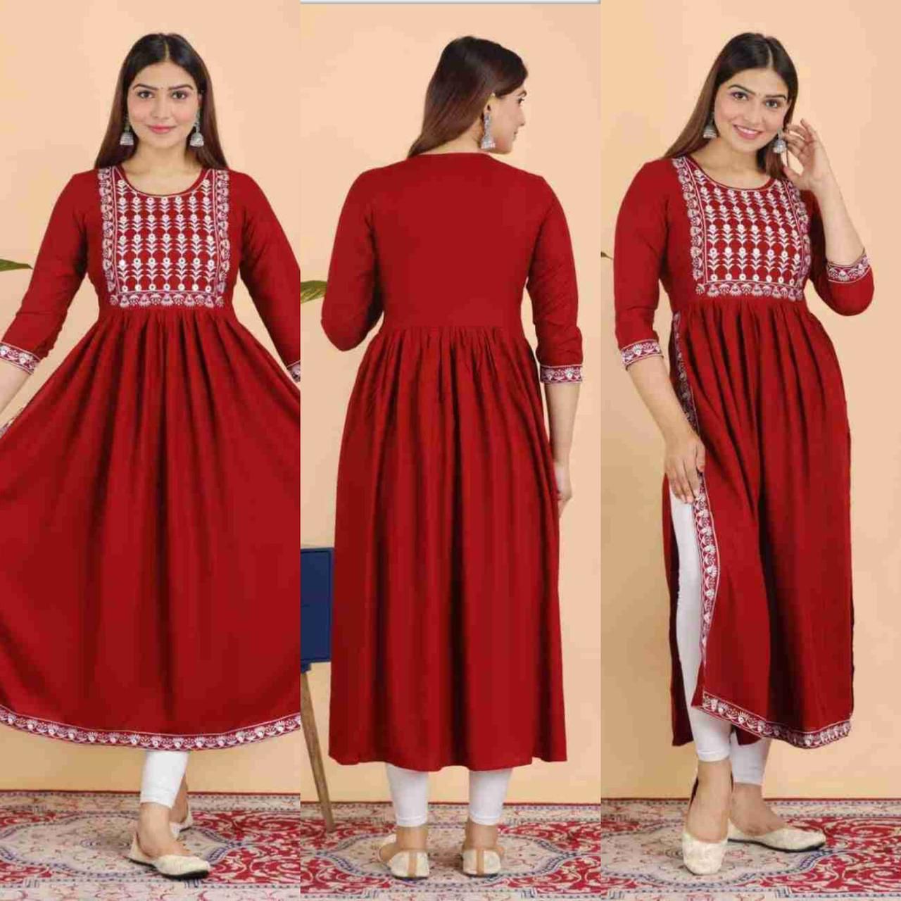 Heavy 14kg Reyon Amd Embroidery Kurta