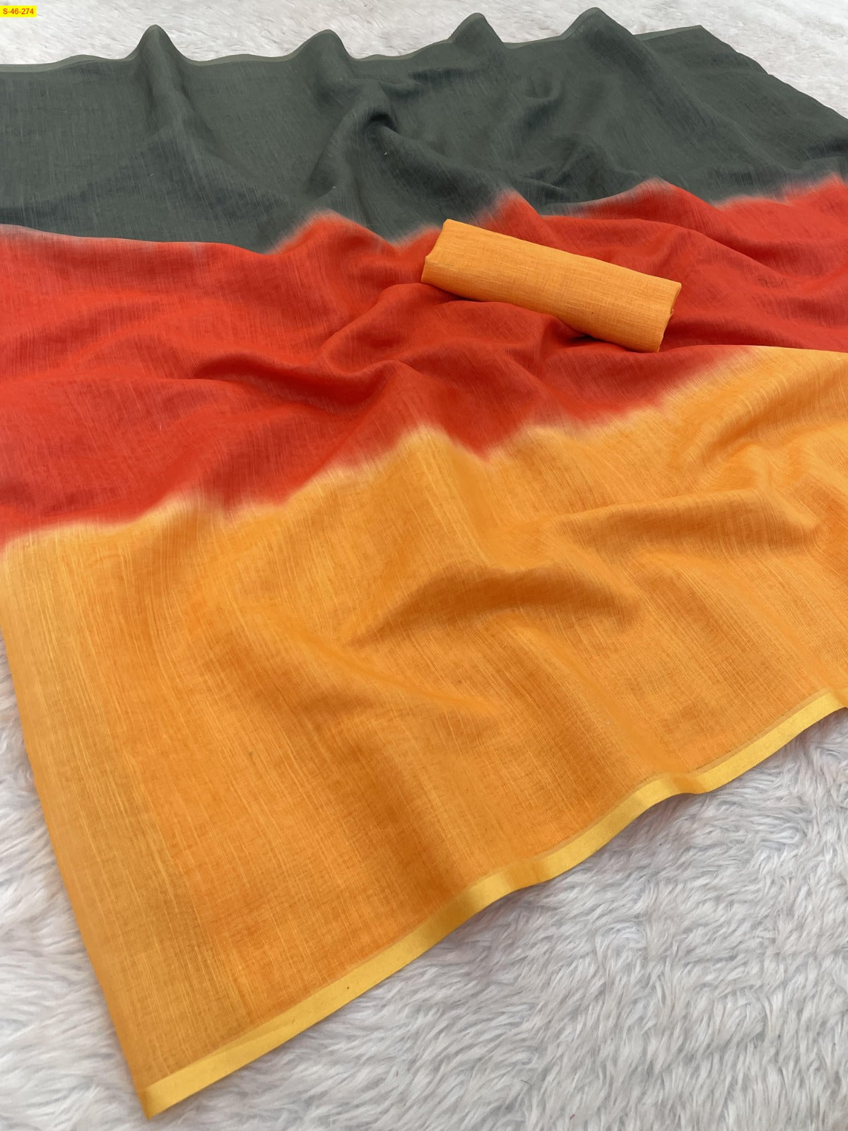 Multi color Linen cotton sarees