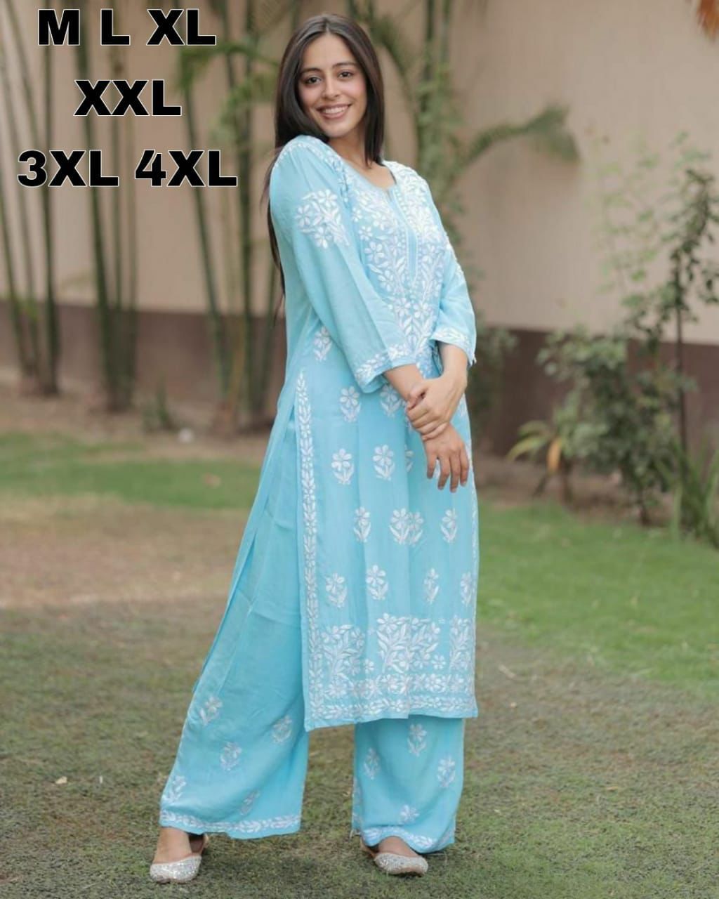 PREMIUM REYON COTTON TOP WITH BEAUTIFUL CHIKANKARI WORK AND PANT