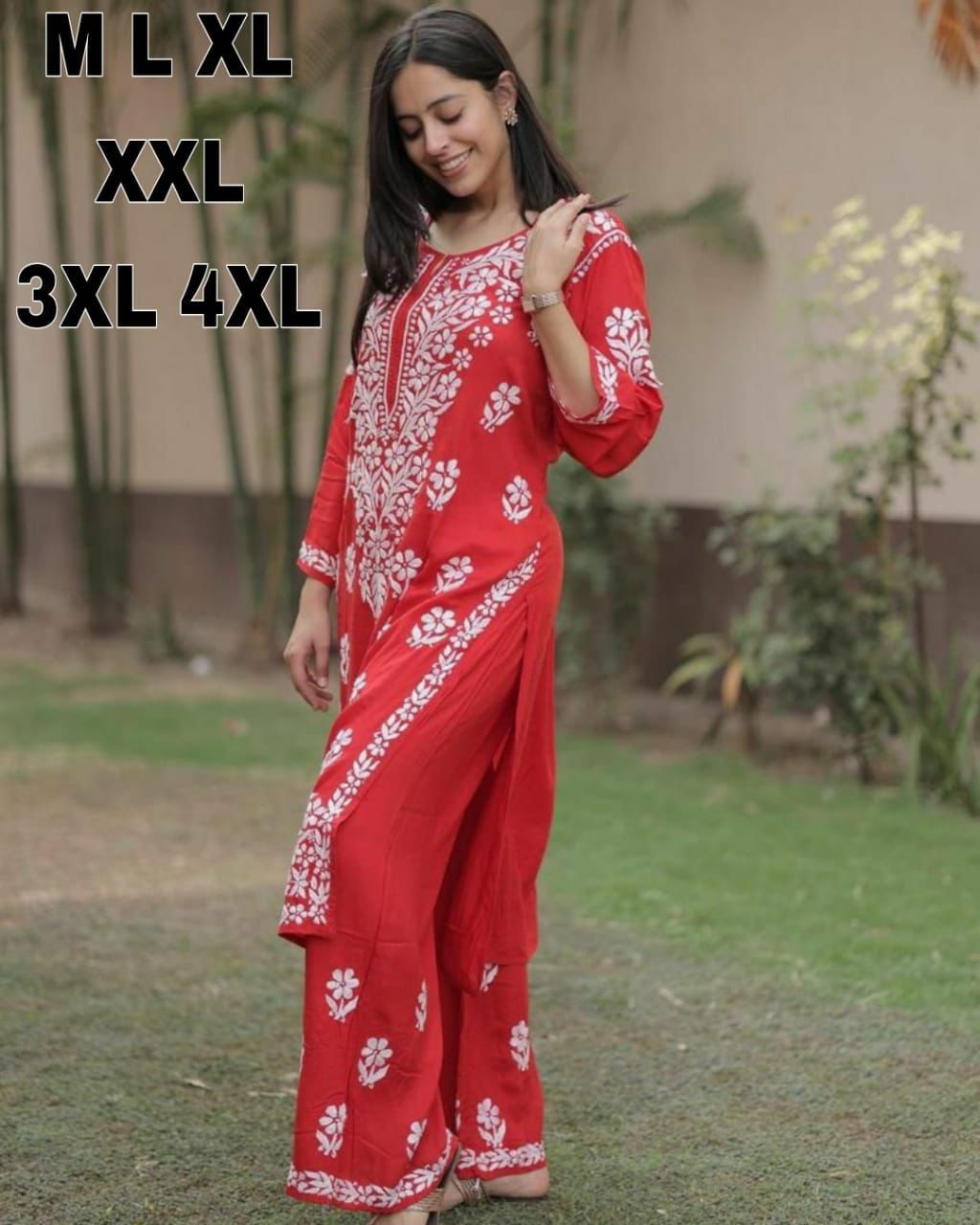 PREMIUM REYON COTTON TOP WITH BEAUTIFUL CHIKANKARI WORK AND PANT