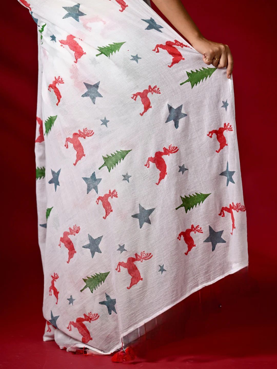 CHRISTMAS SPECIAL - PURE LINEN COTTON DIGITAL PRINT SAREE