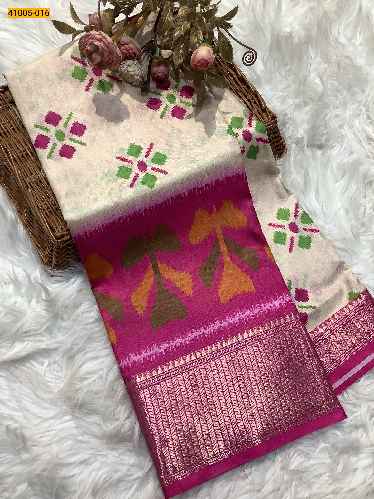 Pochampally Printed Dola Silk Saree