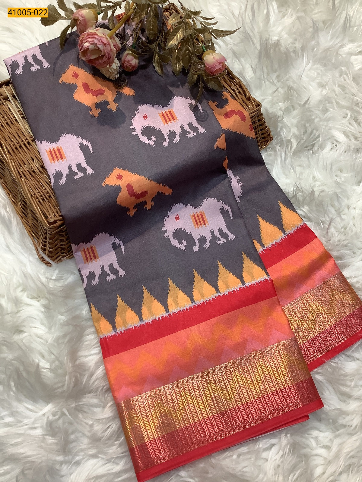 Pochampally Printed Dola Silk Saree