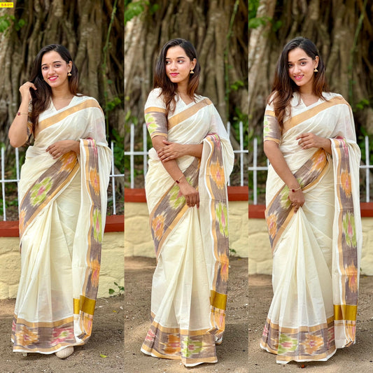 Pochampally kerala cotton saree - QUALITY ASSURED