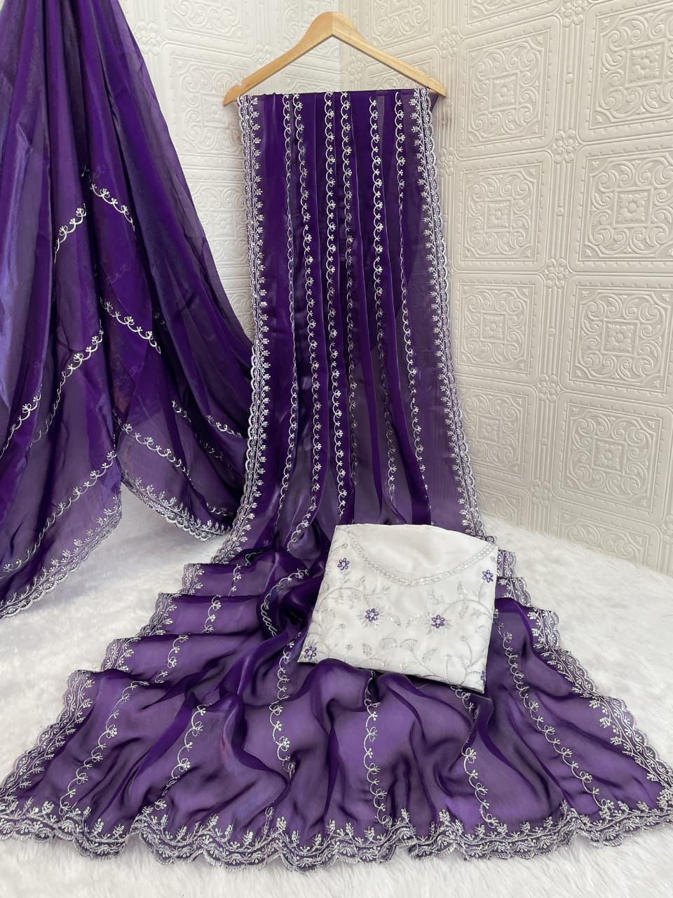 Premium Blooming Zimmy Choo satin Saree