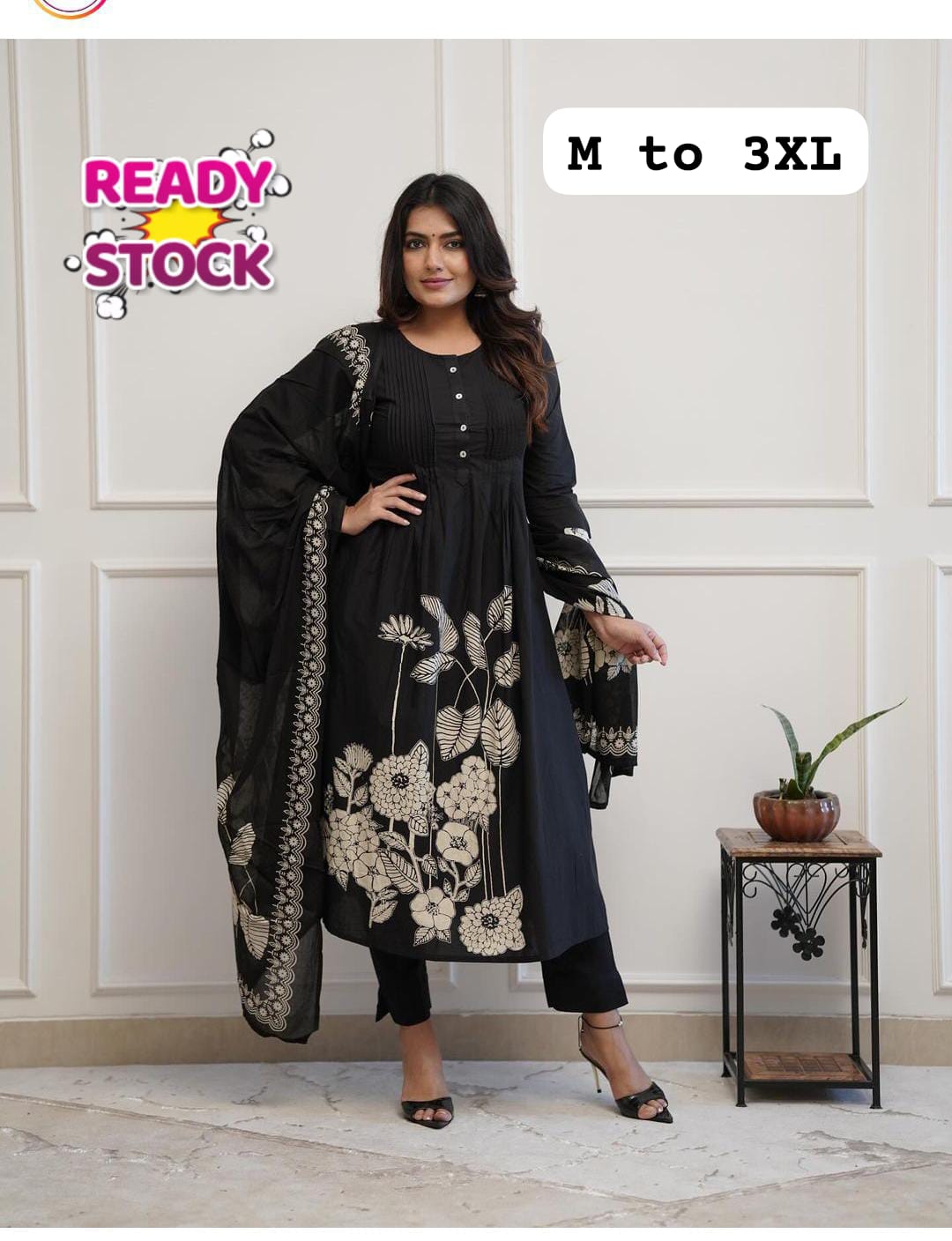 WOMEN'S KURTA WITH PRINTEX WEAVING AND MATCHING PANTS & DUPATTA - BEAUTIFUL HEAVY SUIT SET