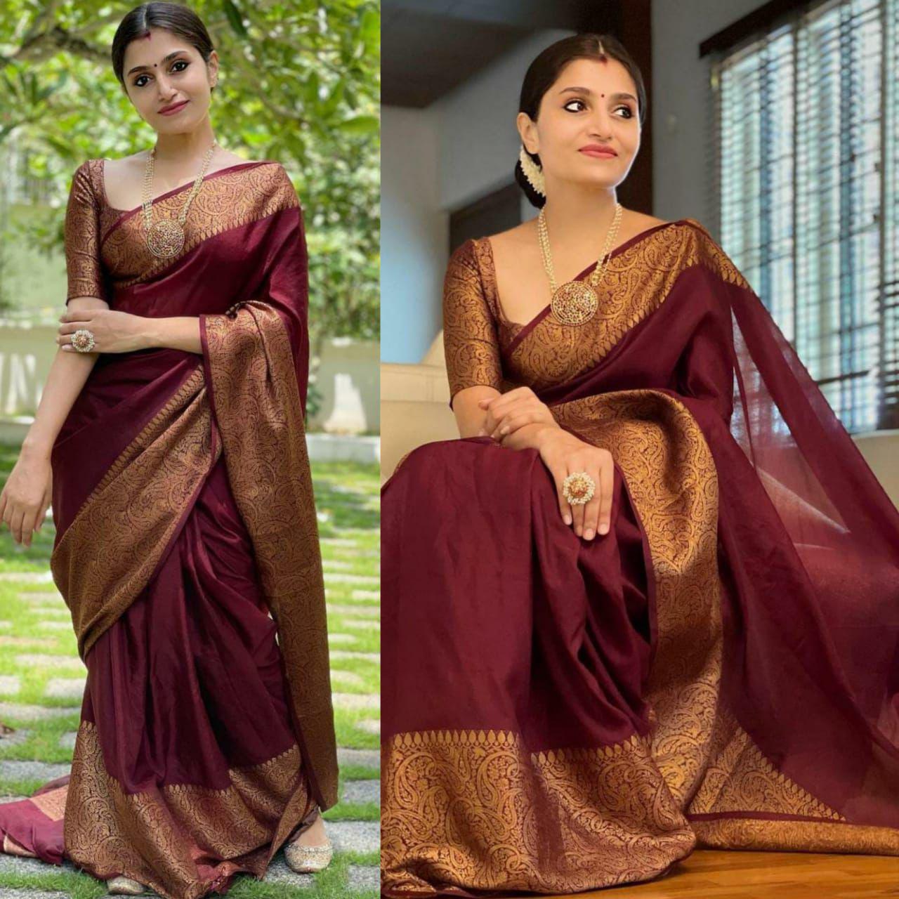 BEAUTIFUL RICH PALLU WITH JACQUARD WORK ON ALL OVER THE SAREE.