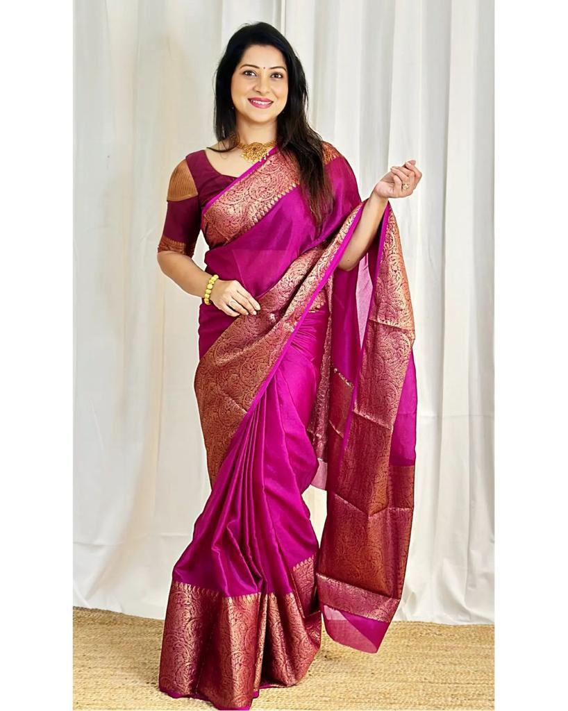 BEAUTIFUL RICH PALLU WITH JACQUARD WORK ON ALL OVER THE SAREE.