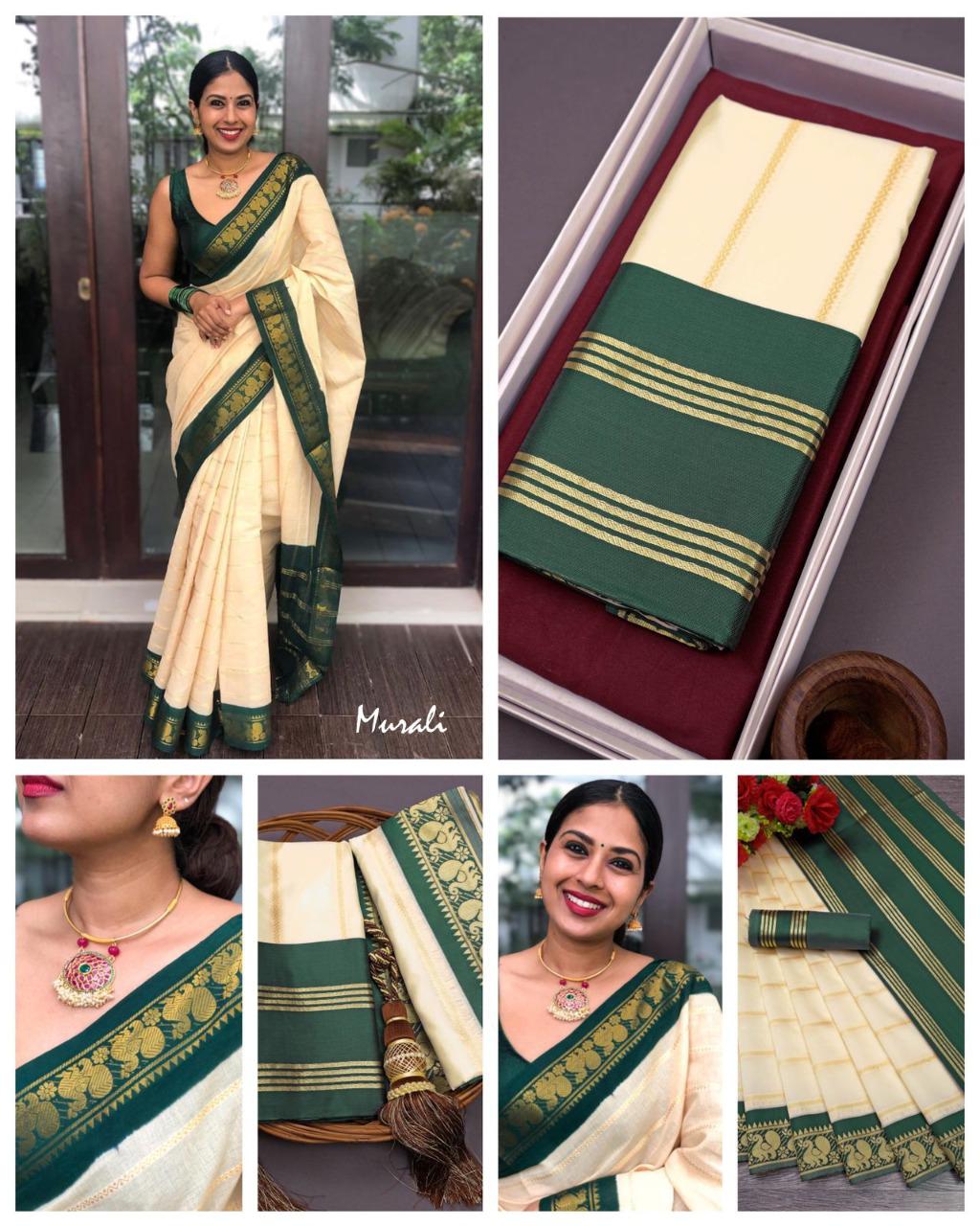 SOFT LICHI SILK CLOTH - SAREE WITH RICH PALLU AND JACQUARD WORK