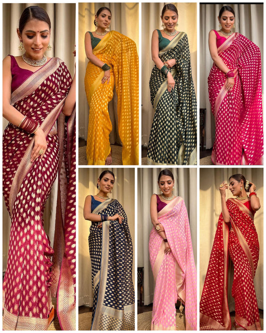 BEAUTIFUL RICH PALLU & JACQUARD WORK ON ALL OVER THE SAREE.