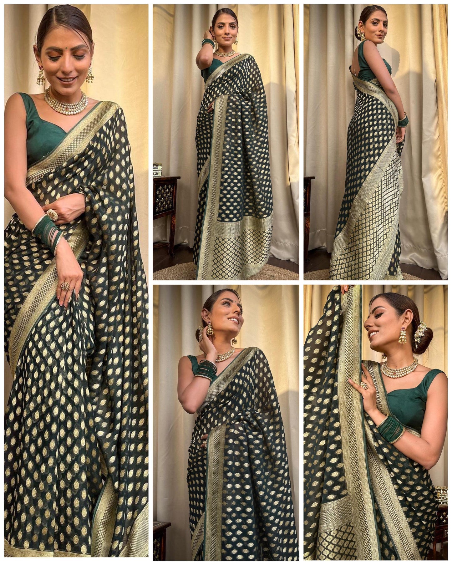 BEAUTIFUL RICH PALLU & JACQUARD WORK ON ALL OVER THE SAREE.