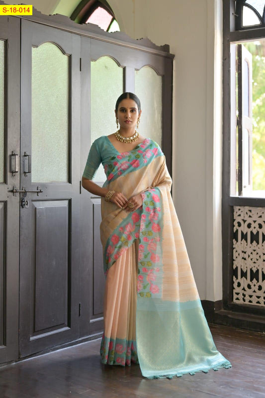 Soft silk pichwai lotus printed sarees