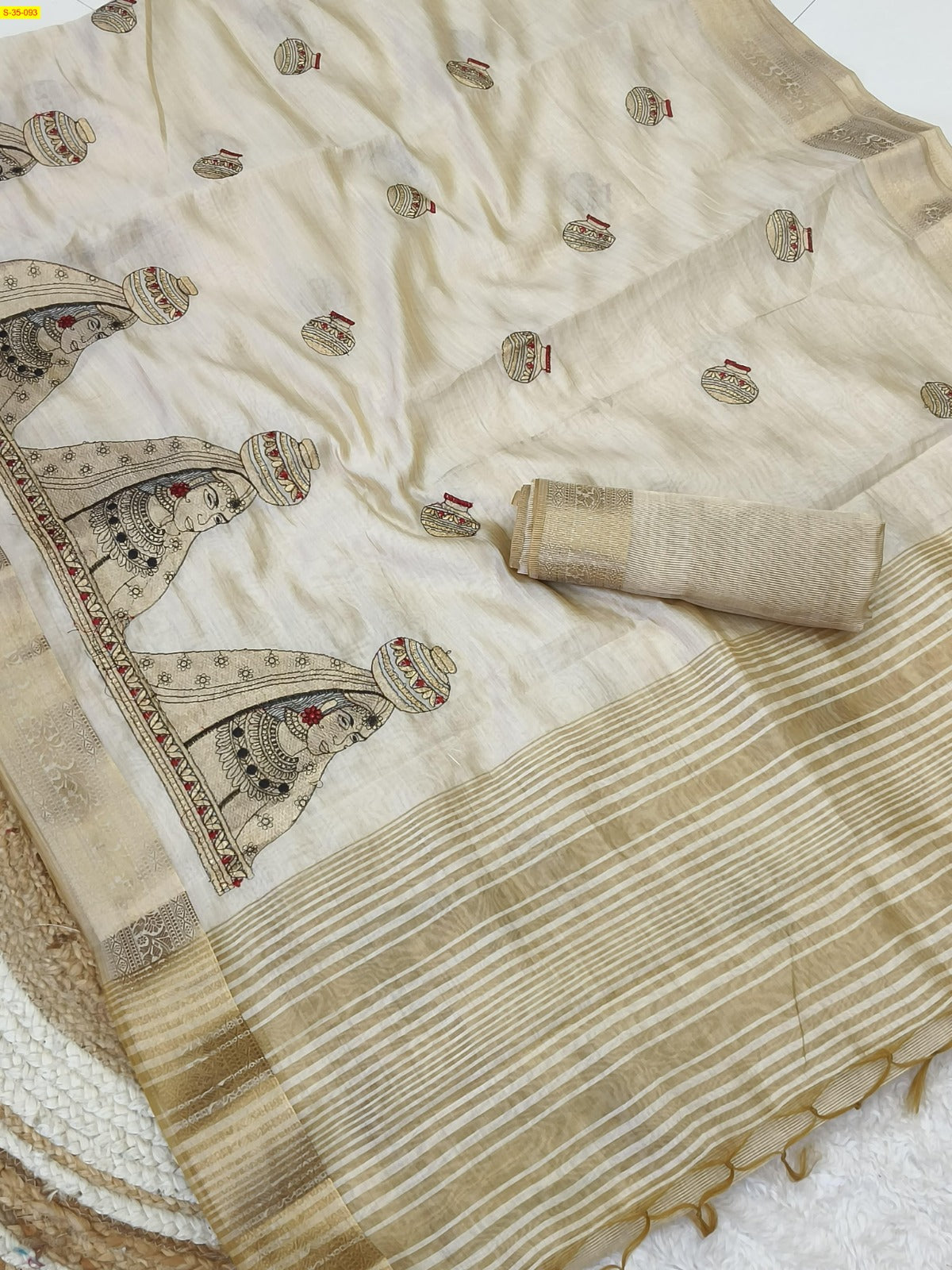 Soft tussar silk sarees With embroidery work