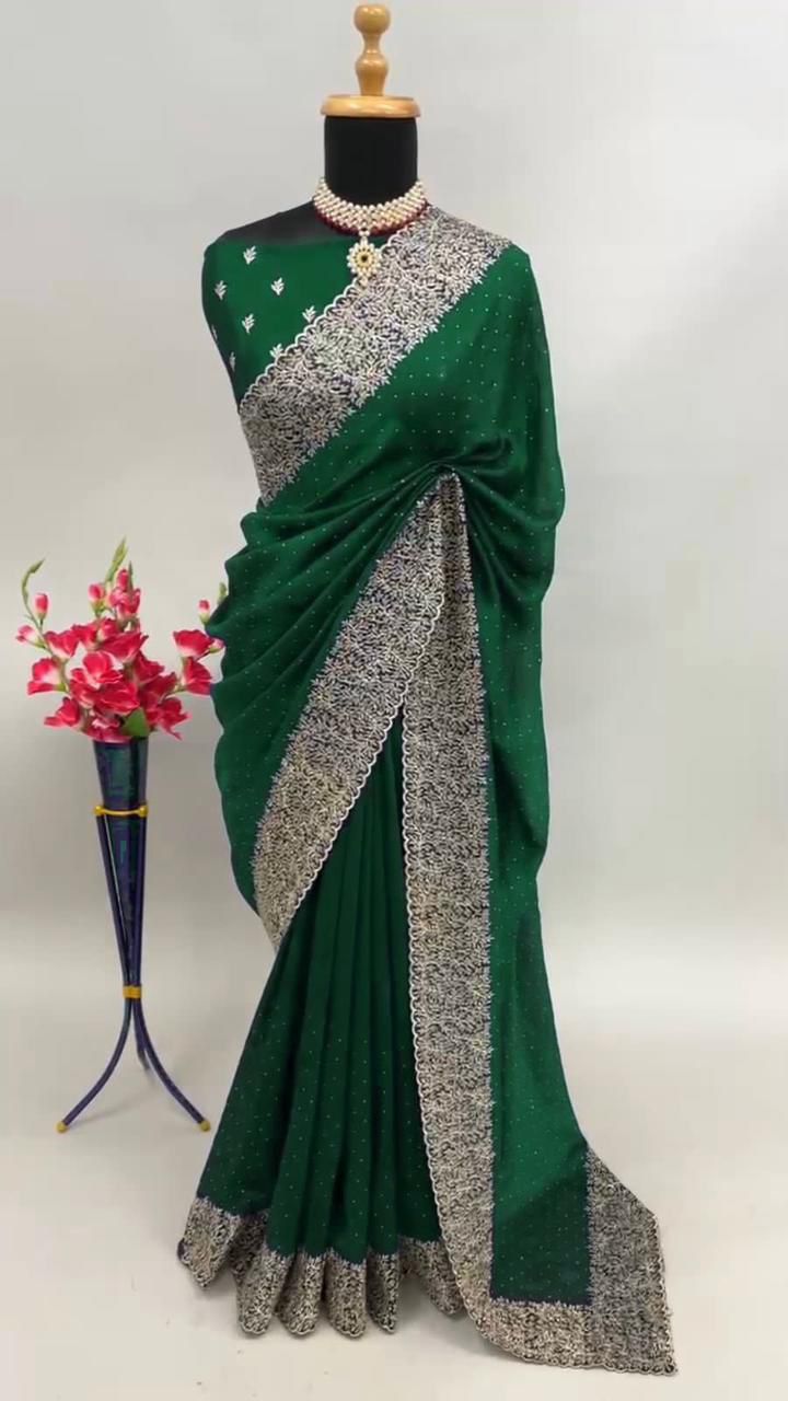 NEW SUPERHIT TRENDING HEAVY EMBROIDERED WORK SAREE