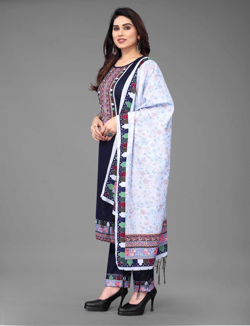 TRENDY DUPATTA SETS FOR WOMEN'S AND GIRLS WITH KURTA & BOTTOM