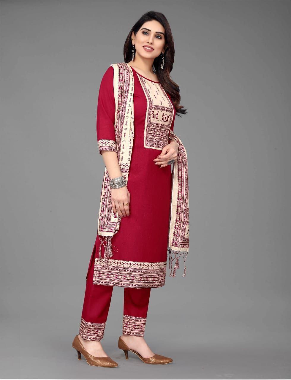 TRENDY DUPATTA SETS FOR WOMEN'S AND GIRLS WITH KURTA & BOTTOM