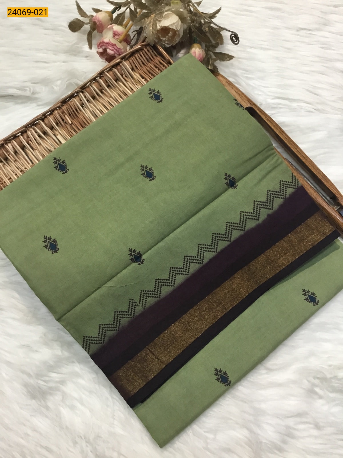 Tirupur Dyed Printed Cotton Saree