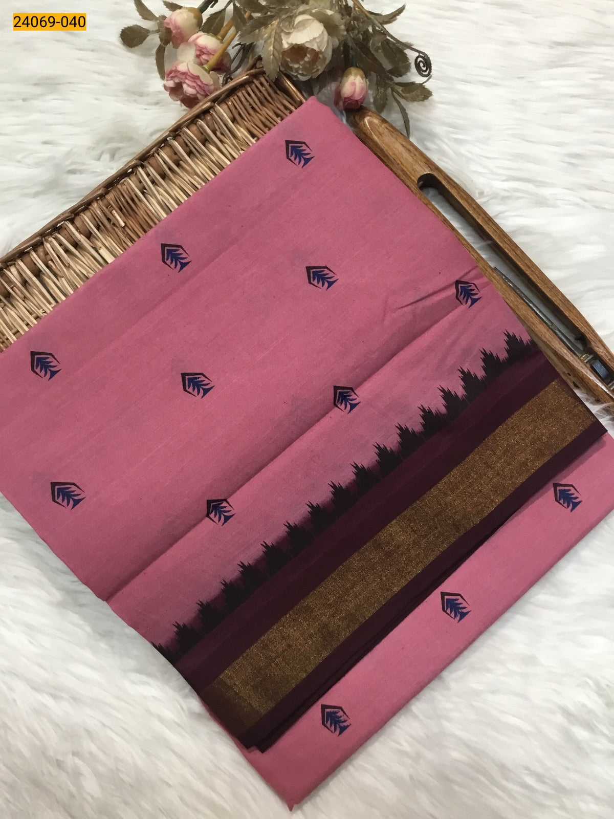 Tirupur Dyed Printed Cotton Saree