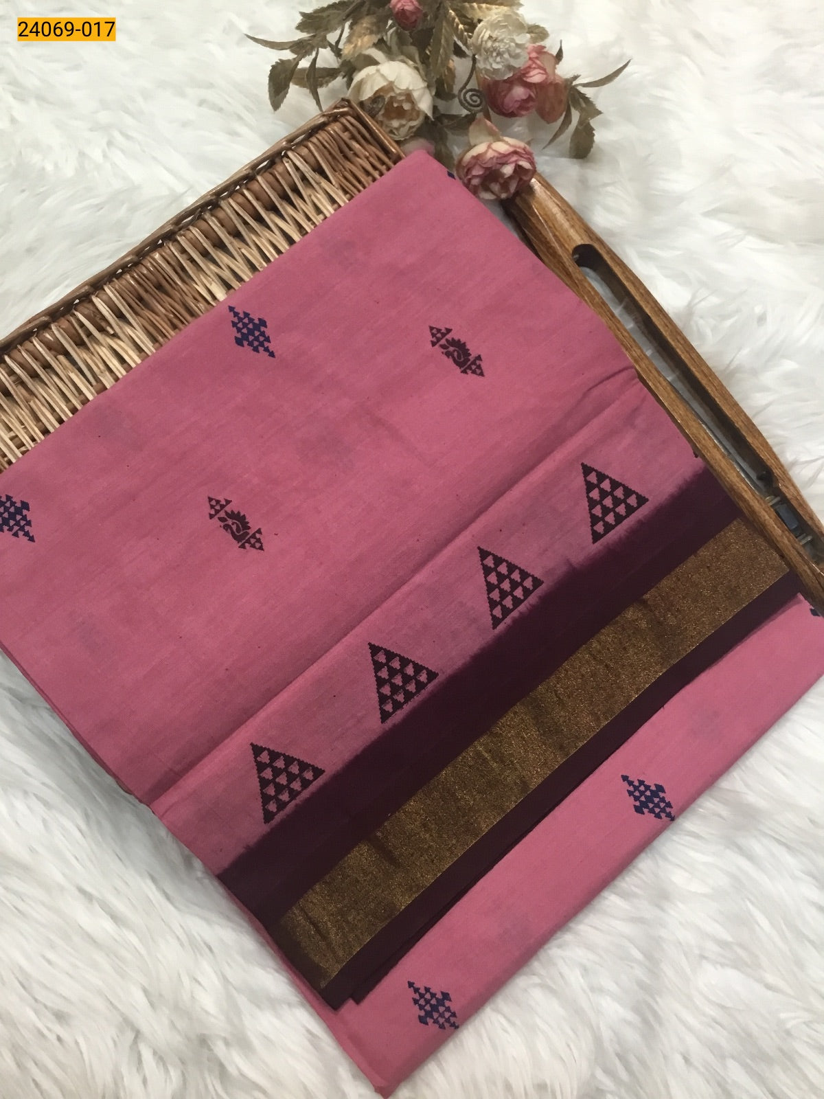 Tirupur Dyed Printed Cotton Saree