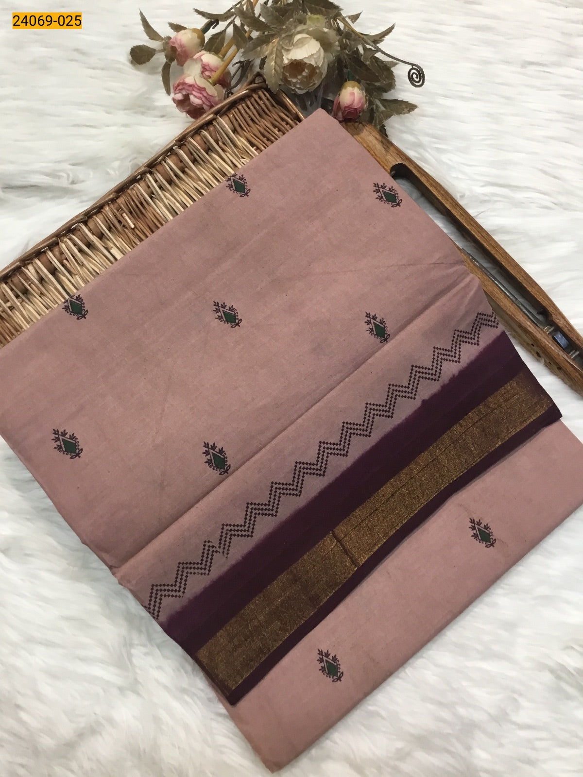 Tirupur Dyed Printed Cotton Saree