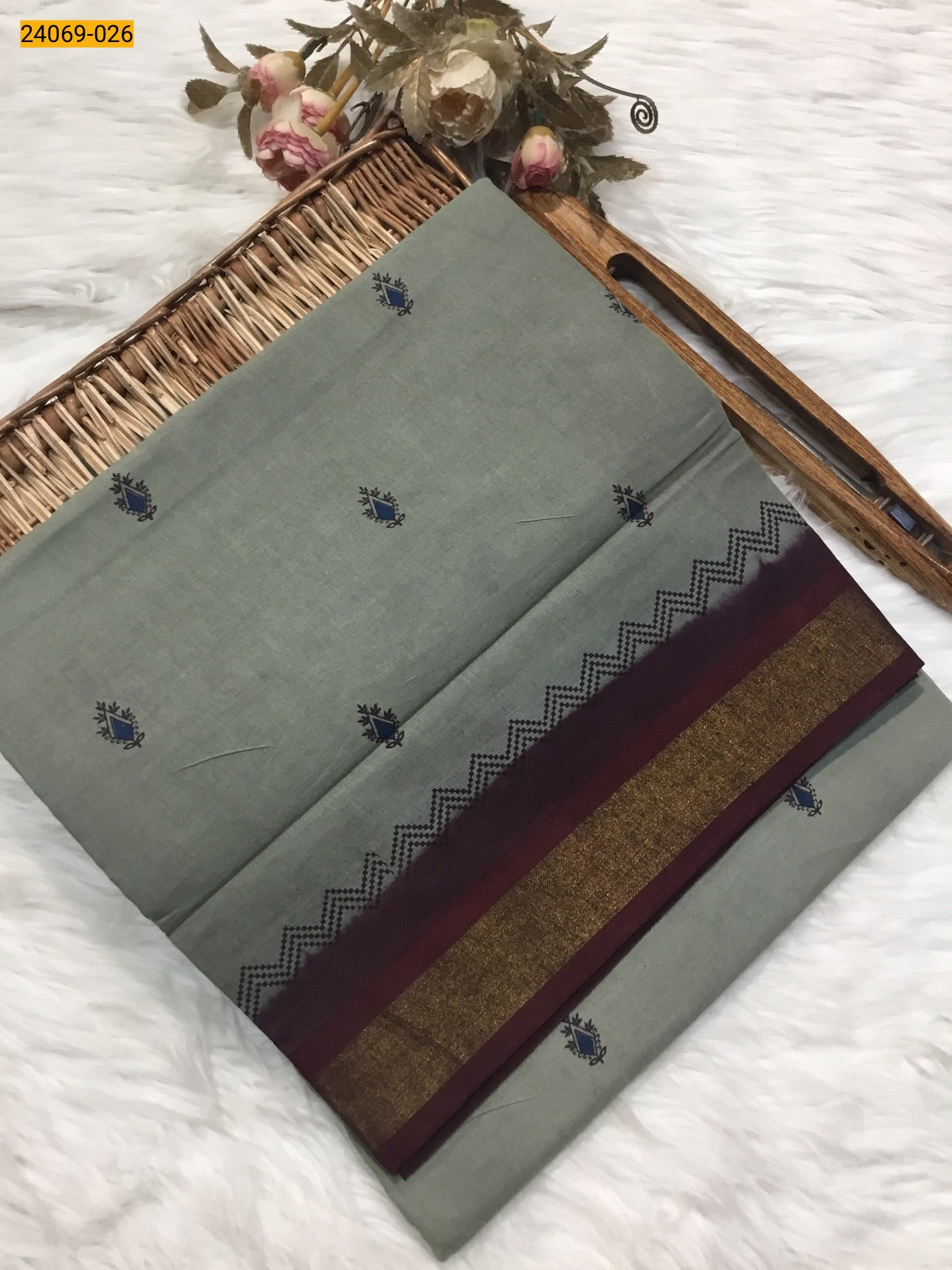 Tirupur Dyed Printed Cotton Saree