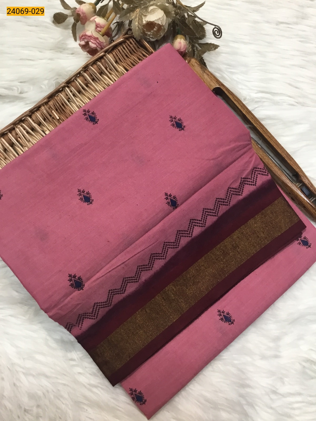 Tirupur Dyed Printed Cotton Saree