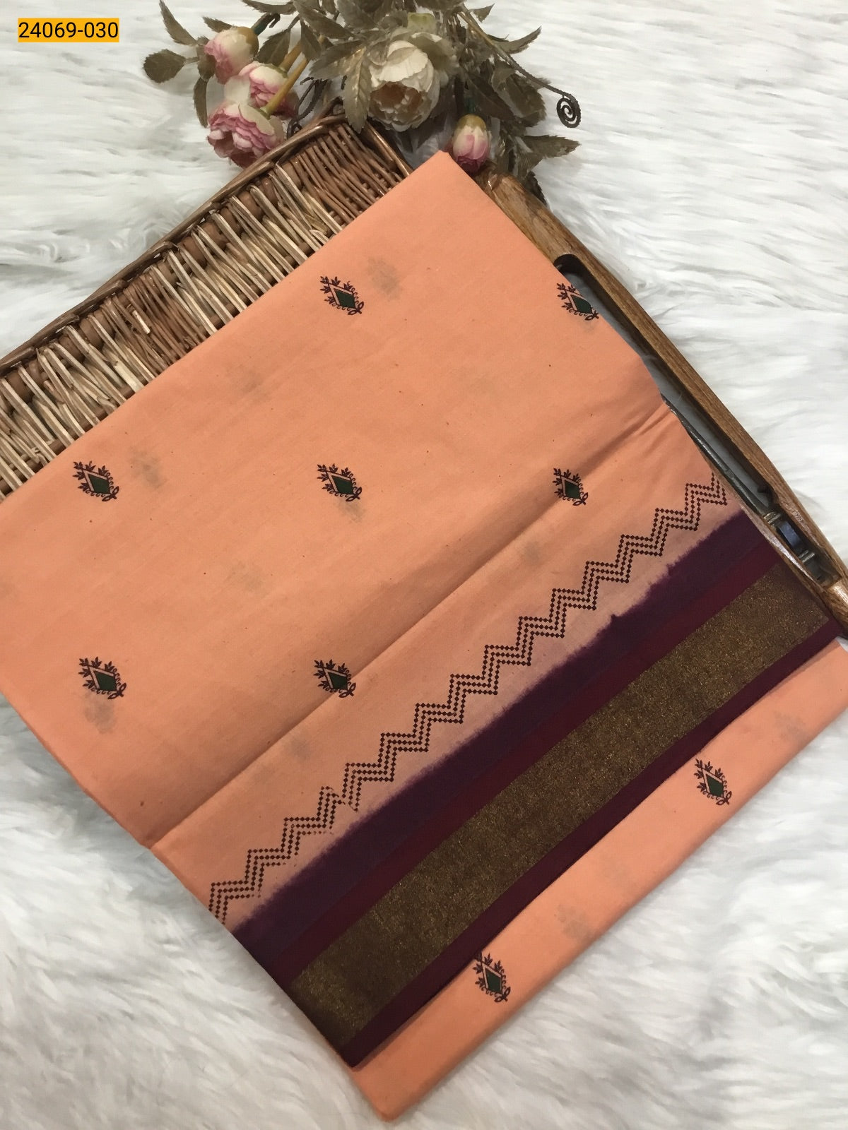 Tirupur Dyed Printed Cotton Saree