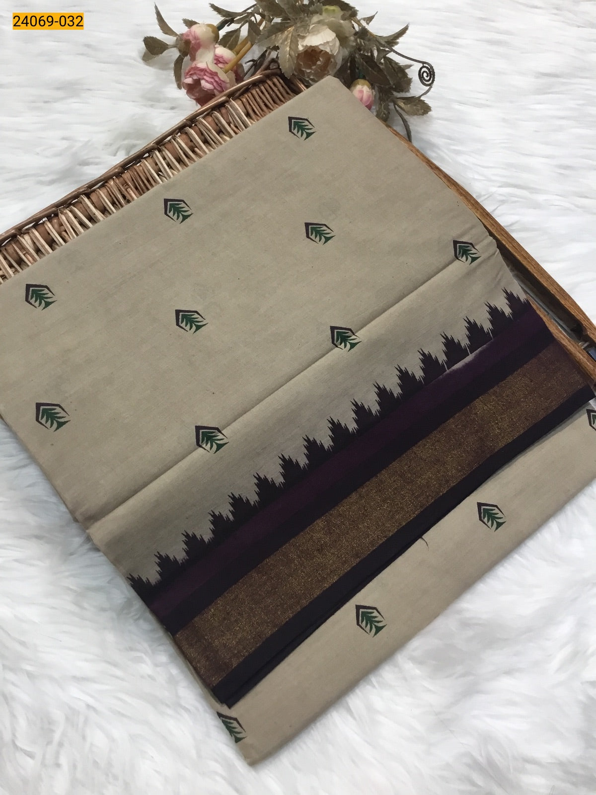 Tirupur Dyed Printed Cotton Saree