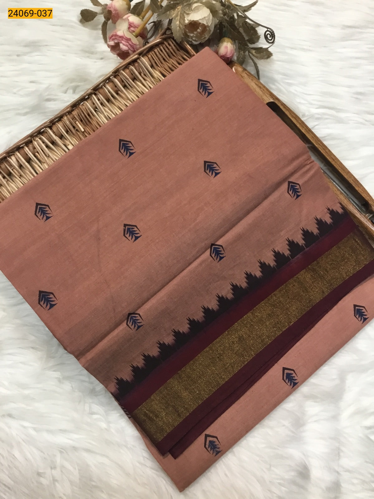 Tirupur Dyed Printed Cotton Saree